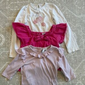 Janie and Jack Kids Long Sleeve Tops Bundle 3 Pack Ballet Pink Size 7-8